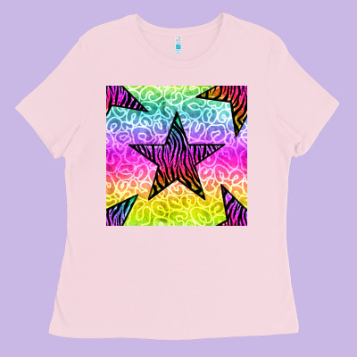 Zebra Glitter Star Seamless Pattern Ladies Tee Designed By Bundleandbundleshop