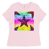 Bubblegum Pink zebra glitter star seamless pattern Ladies Tee - BundleAndBundleShop