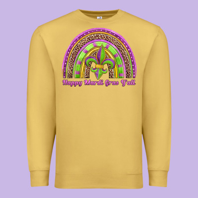 Happy Mardi Gras Y'all Rainbow Premium Sweatshirt Designed By Jasminsmagicworld