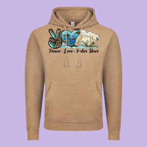 Peace Love Polar Bear Vintage Hoodie Designed By Lillyallendesigns