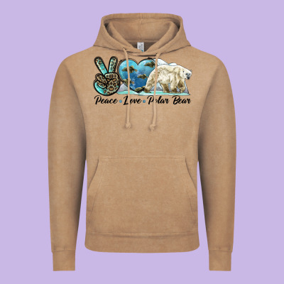 Peace Love Polar Bear Vintage Hoodie Designed By Lillyallendesigns