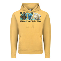 Vintage Mustard peace love polar bear Vintage Hoodie - LillyAllenDesigns