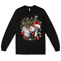 Black Merry Christmas Long Sleeve Tee - CowhideDigitalArt