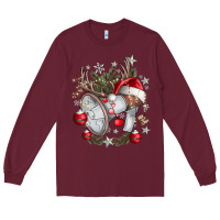 Burgundy Merry Christmas Long Sleeve Tee - CowhideDigitalArt