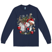 Navy Merry Christmas Long Sleeve Tee - CowhideDigitalArt