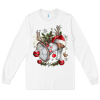 White Merry Christmas Long Sleeve Tee - CowhideDigitalArt