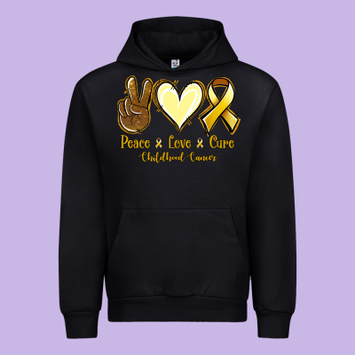 Peace Love Cure Childhood Cancer Urban Hoodie Designed By Jasminsmagicworld