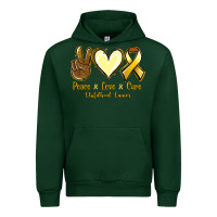 Forest Green Peace Love Cure Childhood Cancer Urban Hoodie - Jasminsmagicworld