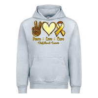Heather Grey Peace Love Cure Childhood Cancer Urban Hoodie - Jasminsmagicworld