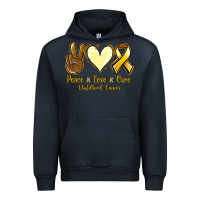 Navy Peace Love Cure Childhood Cancer Urban Hoodie - Jasminsmagicworld