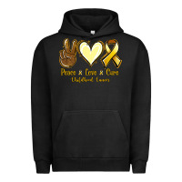 Pigment Black Peace Love Cure Childhood Cancer Urban Hoodie - Jasminsmagicworld
