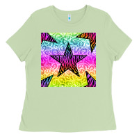 Matcha zebra glitter star seamless pattern Ladies Tee - BundleAndBundleShop