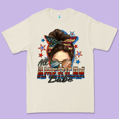 American Babe Messy Bun Premium Tee Designed By Fadigitalartstudio
