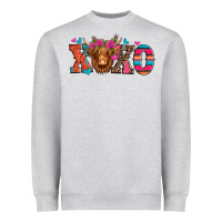 Heather Grey xoxo valentine's day highland cow Heavyweight Sweatshirt - Jasminsmagicworld