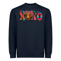 Navy xoxo valentine's day highland cow Heavyweight Sweatshirt - Jasminsmagicworld