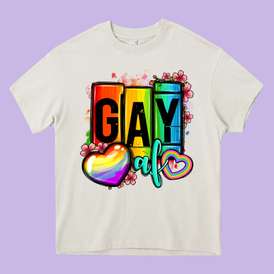 Gay Af Heavy Core Tee Designed By Oliviacreatesart