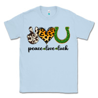 Dusty Blue Peace Love Luck Classic Tee - Jasminsmagicworld