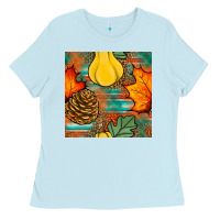 Fall Pumpkins Seamless Pattern Ladies Tee | Teevron
