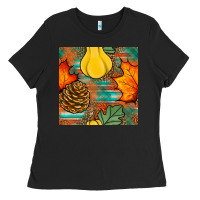 Black fall pumpkins seamless pattern Ladies Tee - BundleAndBundleShop