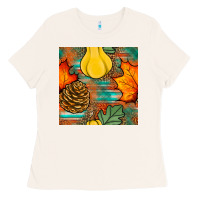 Bone fall pumpkins seamless pattern Ladies Tee - BundleAndBundleShop