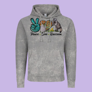 Peace Love Raccoon Vintage Hoodie Designed By Lillyallendesigns
