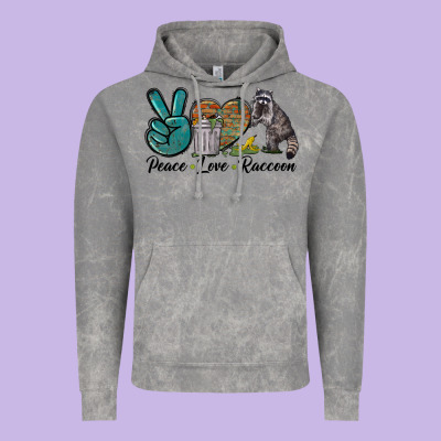 Peace Love Raccoon Vintage Hoodie Designed By Lillyallendesigns