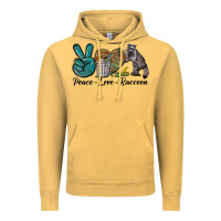 Vintage Mustard Peace love raccoon Vintage Hoodie - LillyAllenDesigns