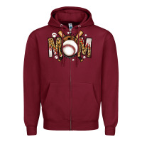 Burgundy baseball mom Zipper Hoodie - Jasminsmagicworld