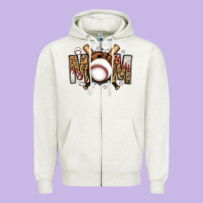 Baseball Mom Zipper Hoodie Designed By Jasminsmagicworld