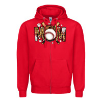 Red baseball mom Zipper Hoodie - Jasminsmagicworld