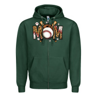 Sports Green baseball mom Zipper Hoodie - Jasminsmagicworld