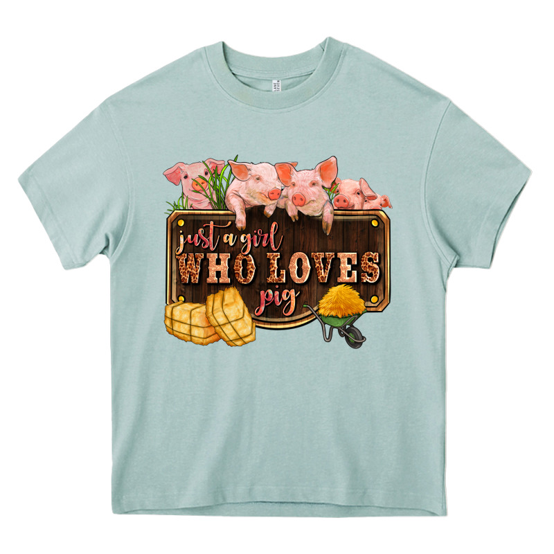 Just A Girl Who Loves Pig Olivia Heavy Core Tee by OliviaCreatesArt | Teevron