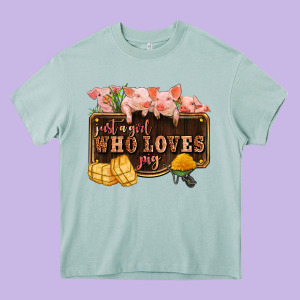 Just A Girl Who Loves Pig Olivia Heavy Core Tee Designed By Oliviacreatesart