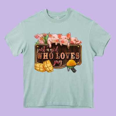 Just A Girl Who Loves Pig Olivia Heavy Core Tee Designed By Oliviacreatesart