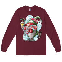 Burgundy merry Christmas gnome Long Sleeve Tee - CowhideDigitalArt