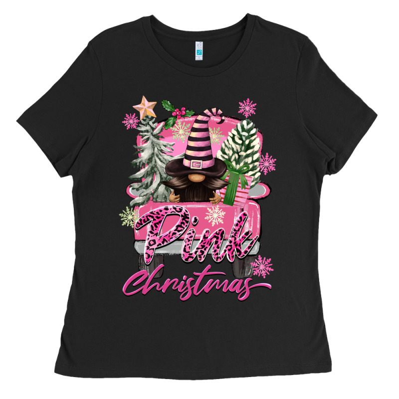 Pink Christmas Truck Gnome Ladies Tee by FaDigitalArtStudio | Teevron