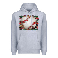 Heather Grey sports baseball background Premium Hoodie - Artiststas