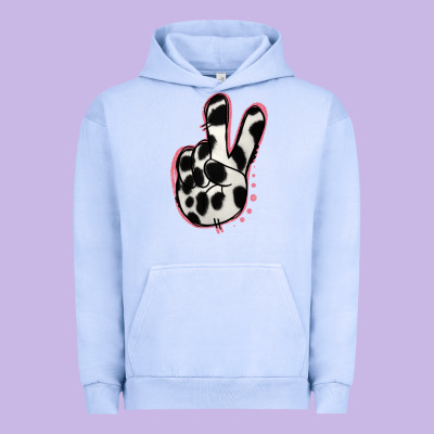 Black White Dalmatian Peace Sign Urban Hoodie Designed By Jasminsmagicworld