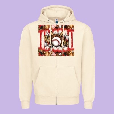 Baseball Mom Zipper Hoodie Designed By Jasminsmagicworld