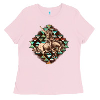 Bubblegum Pink Aztec symbol rodeo Ladies Tee - FaDigitalArtStudio