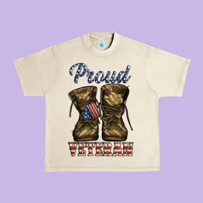 Proud Veteran Camo Shoes Urban Heavy Tee Designed By Jasminsmagicworld