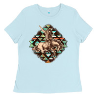 Baby Blue Aztec symbol rodeo Ladies Tee - FaDigitalArtStudio