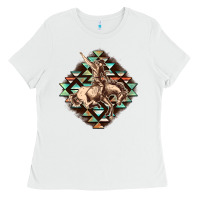White Aztec symbol rodeo Ladies Tee - FaDigitalArtStudio