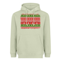 Matcha knitted christmas reindeer pine tree background Heavyweight Hoodie - Jasminsmagicworld