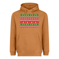 Knitted Christmas Reindeer Pine Tree Background Heavyweight Hoodie | Teevron