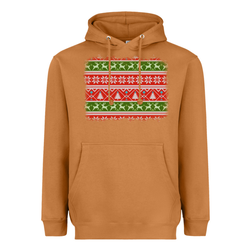 Knitted Christmas Reindeer Pine Tree Background Heavyweight Hoodie by Jasminsmagicworld | Teevron