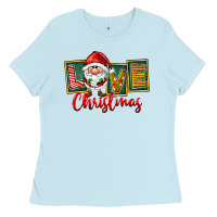 Baby Blue Love Christmas Gnome Santa Ladies Tee - FaDigitalArtStudio
