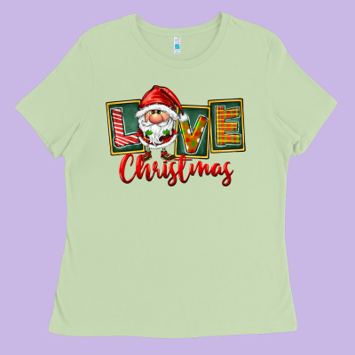 Love Christmas Gnome Santa Ladies Tee Designed By Fadigitalartstudio