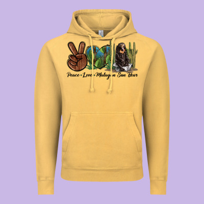 Peace Love Malayan Sun Bear Vintage Hoodie Designed By Lillyallendesigns