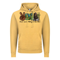 Vintage Mustard Peace Love Malayan Sun Bear Vintage Hoodie - LillyAllenDesigns
